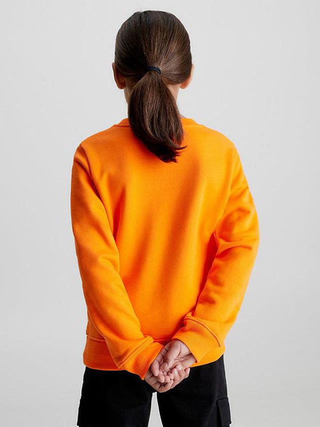 Orange Calvin Klein Logo Girls's Sweatshirt | WJGD-54870