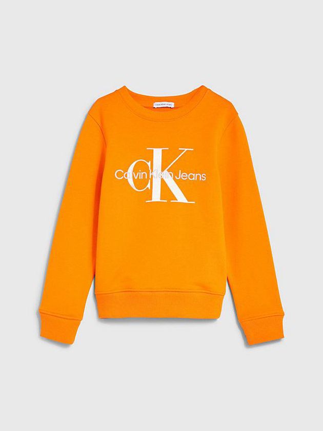 Orange Calvin Klein Logo Girls's Sweatshirt | WJGD-54870