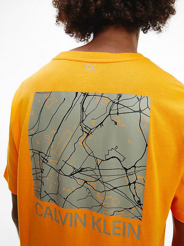 Orange Calvin Klein Logo Gym Men T-Shirt | MIJL-42931