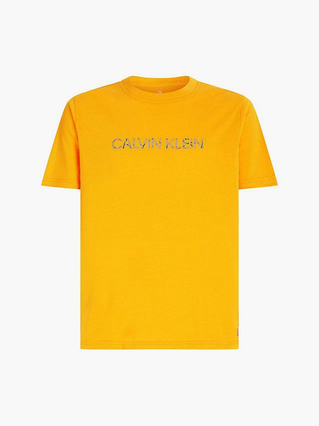Orange Calvin Klein Logo Gym Men T-Shirt | MIJL-42931