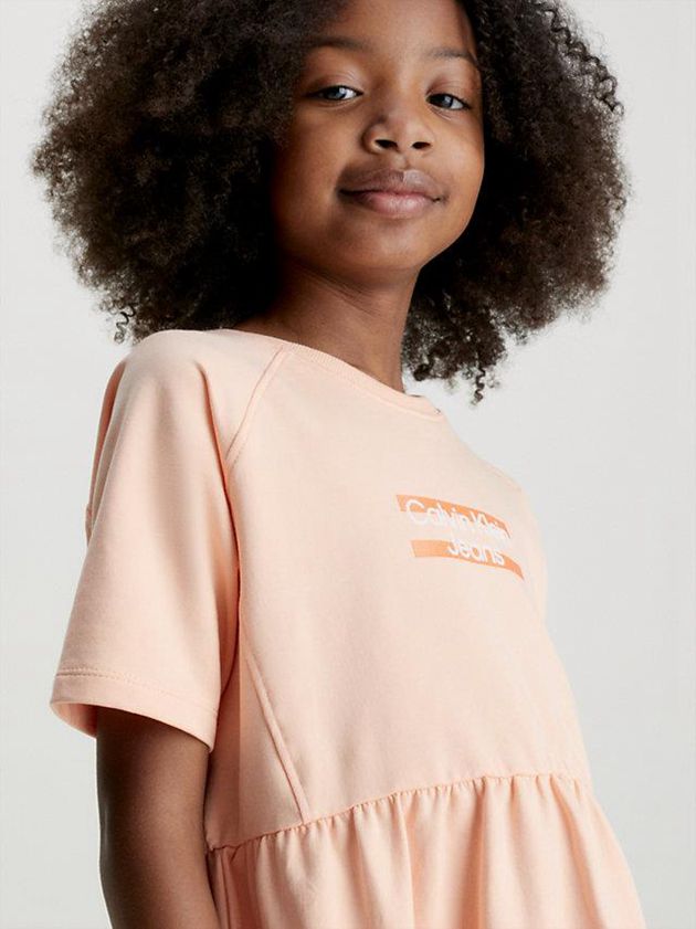 Orange Calvin Klein Logo T-Shirt Girls's Dress | NMAW-79356