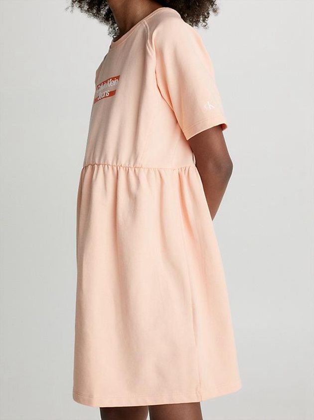 Orange Calvin Klein Logo T-Shirt Girls's Dress | NMAW-79356