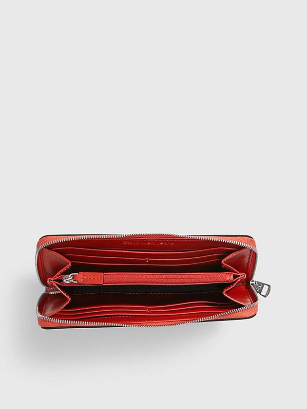 Orange Calvin Klein Logo Zip Around Women Wallet | ARJN-27403