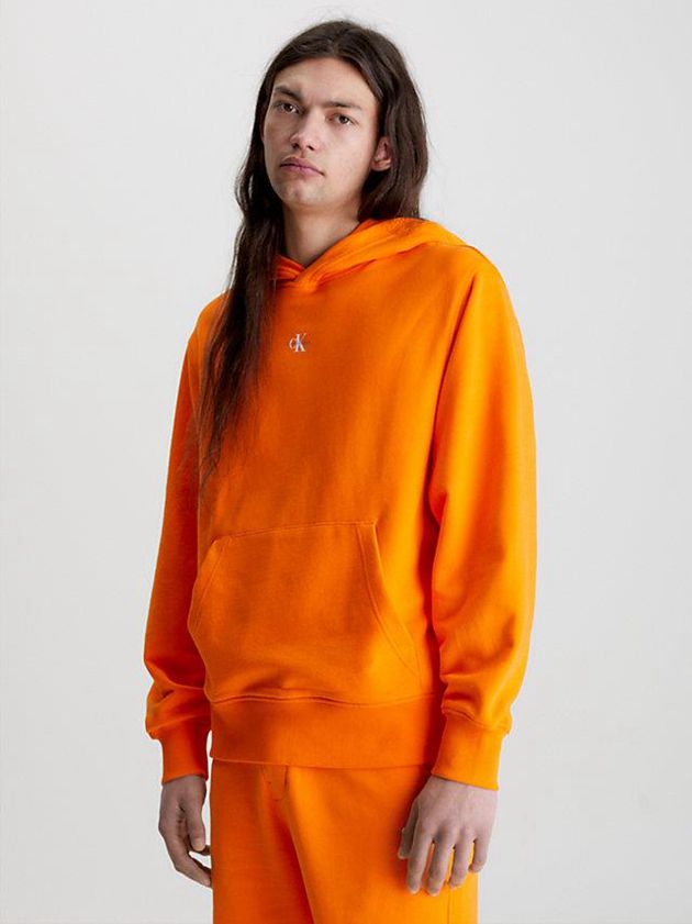 Orange Calvin Klein Monogram Men Hoodie | RWDV-41863