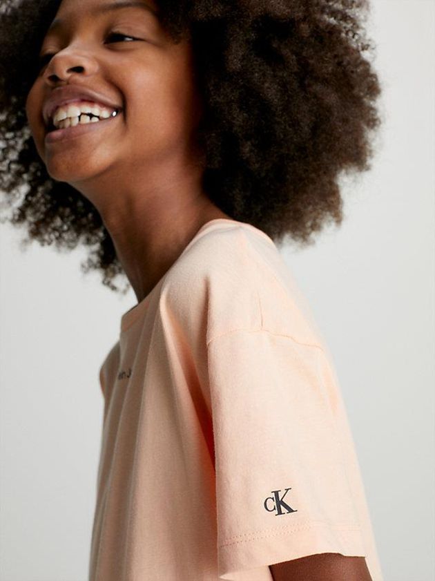 Orange Calvin Klein Organic Cotton Boxy Girls's T-Shirt | YHVN-81056