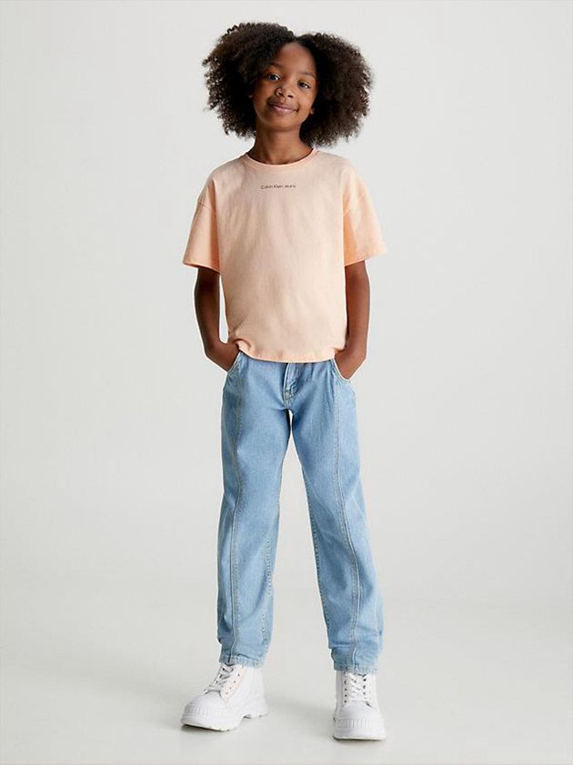 Orange Calvin Klein Organic Cotton Boxy Girls's T-Shirt | YHVN-81056