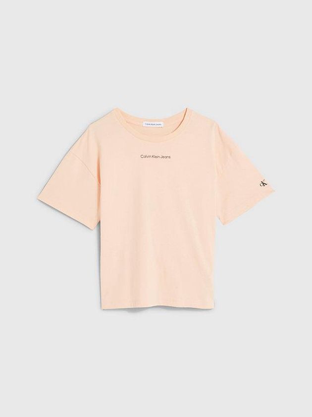 Orange Calvin Klein Organic Cotton Boxy Girls's T-Shirt | YHVN-81056