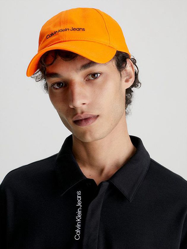 Orange Calvin Klein Organic Cotton Logo Men Cap | NSJI-89247