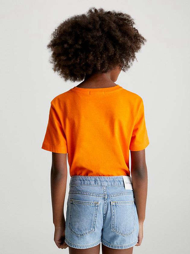 Orange Calvin Klein Organic Cotton Logo Girls's T-Shirt | HOIP-43570