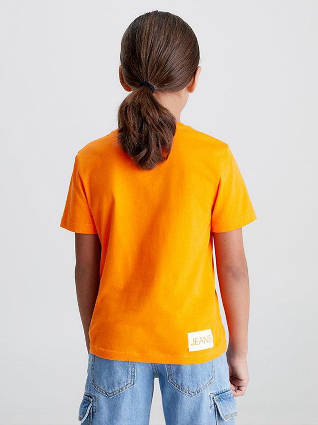 Orange Calvin Klein Organic Cotton Logo Girls's T-Shirt | HOIP-43570