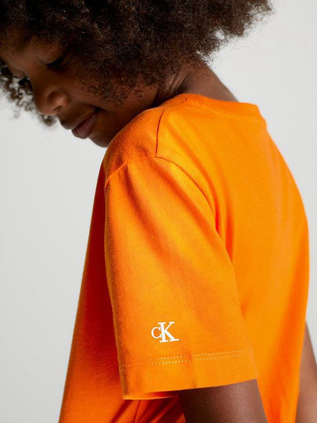 Orange Calvin Klein Organic Cotton Logo Girls's T-Shirt | HOIP-43570