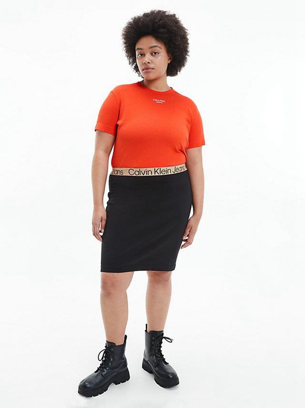 Orange Calvin Klein Organic Cotton Logo Women T-Shirt | RJCU-23847