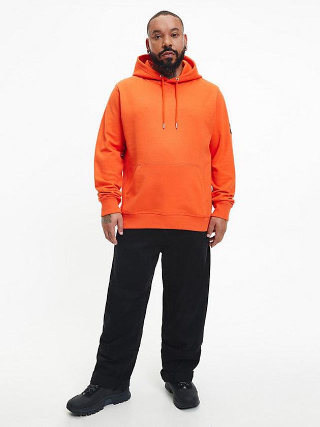 Orange Calvin Klein Organic Cotton Men Hoodie | JKBI-69274