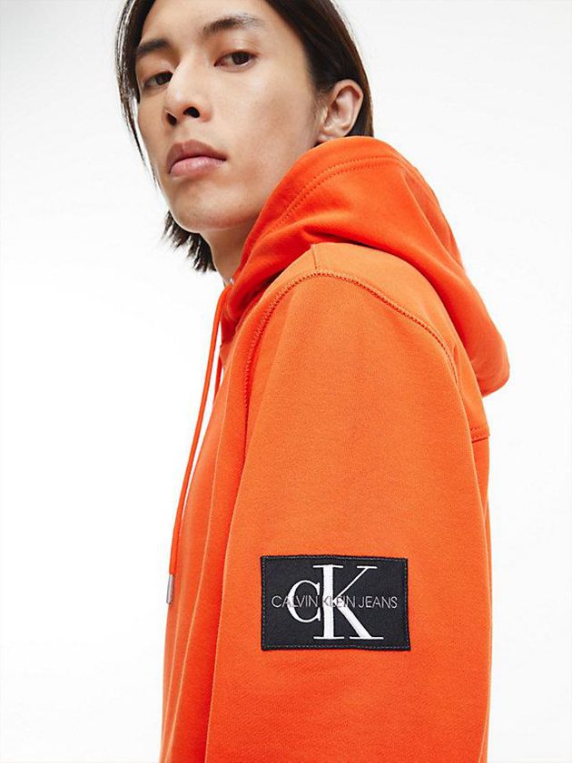 Orange Calvin Klein Organic Cotton Men Hoodie | JKBI-69274