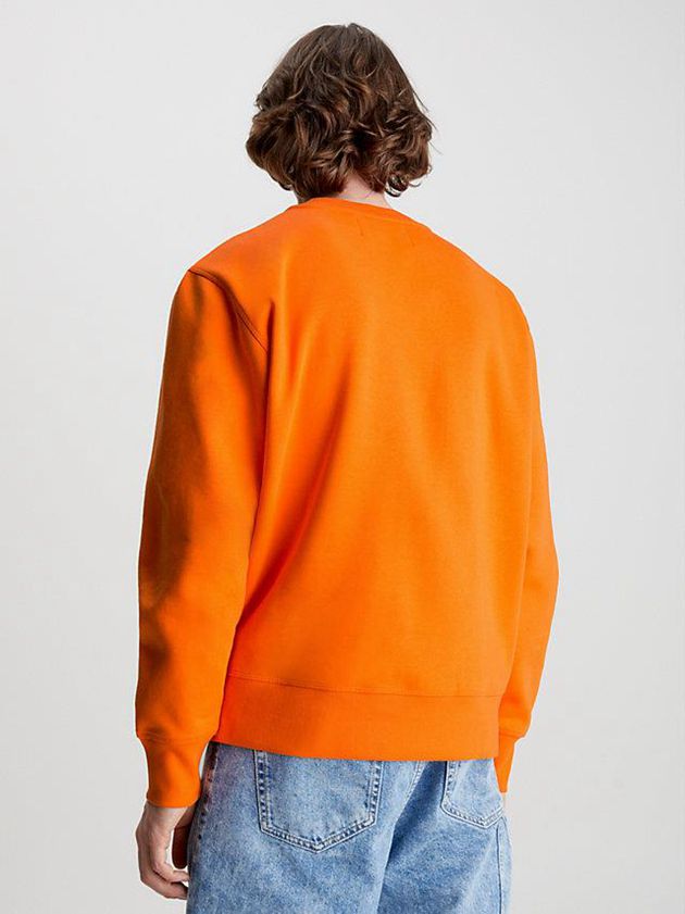 Orange Calvin Klein Organic Cotton Printed Men Sweatshirt | YITR-18964