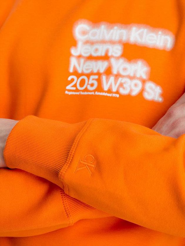 Orange Calvin Klein Organic Cotton Printed Men Sweatshirt | YITR-18964