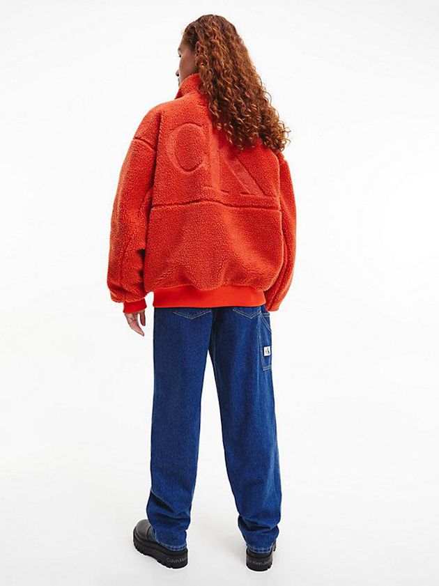Orange Calvin Klein Oversized Padded Sherpa Men Jacket | USZV-65429