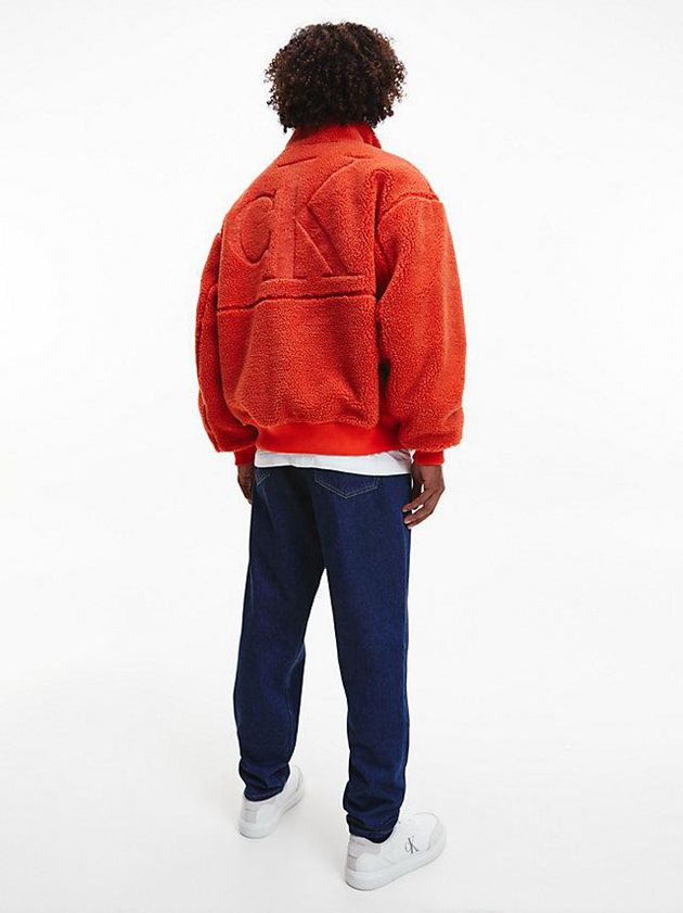 Orange Calvin Klein Oversized Padded Sherpa Men Jacket | USZV-65429
