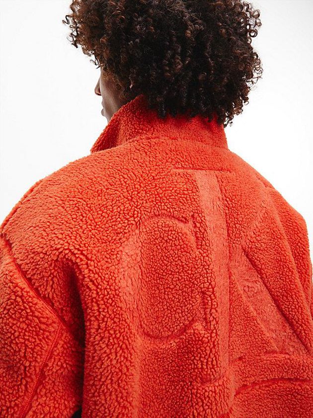 Orange Calvin Klein Oversized Padded Sherpa Men Jacket | USZV-65429
