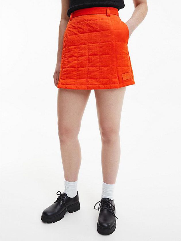 Orange Calvin Klein Quilted Mini Women Skirt | HOKE-25609