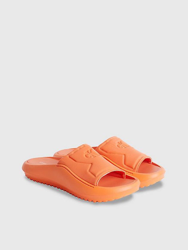 Orange Calvin Klein Recycled Hybrid Sliders Men Slippers | KCOZ-21630