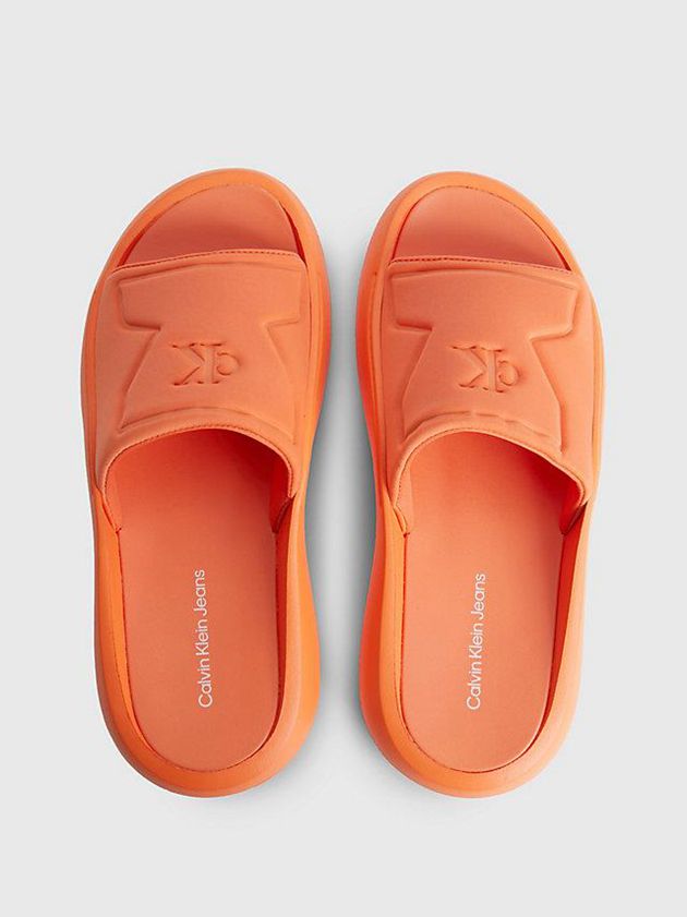 Orange Calvin Klein Recycled Hybrid Sliders Men Slippers | KCOZ-21630