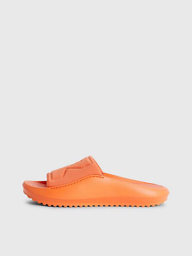 Orange Calvin Klein Recycled Hybrid Sliders Men Slippers | KCOZ-21630