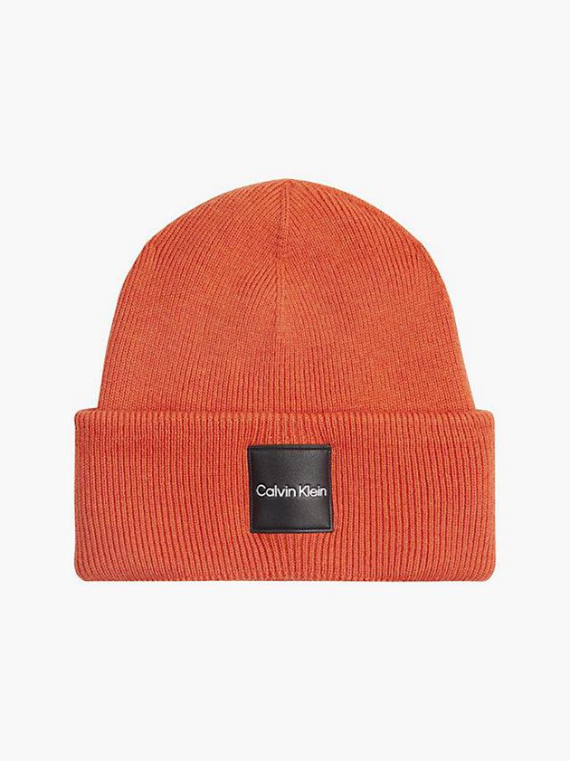 Orange Calvin Klein Recycled Organic Cotton Men Beanie | DGVS-48309