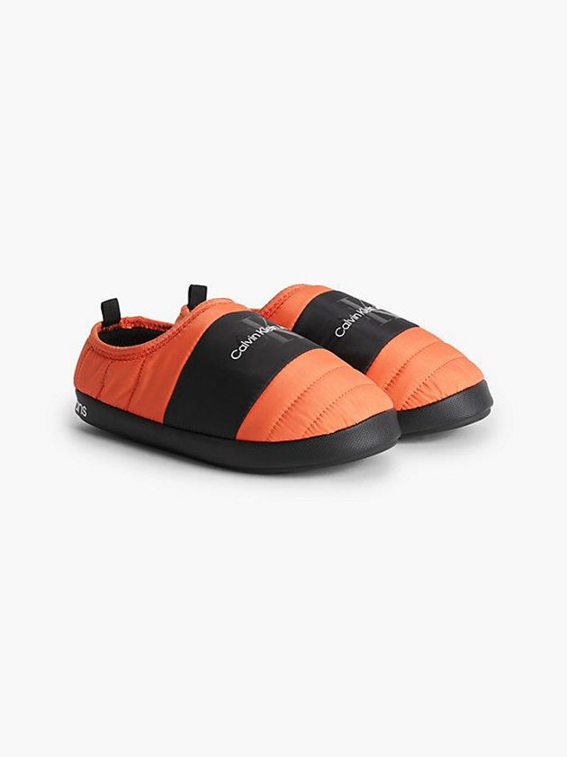 Orange Calvin Klein Recycled Quilted Men Slippers | SLRT-46109