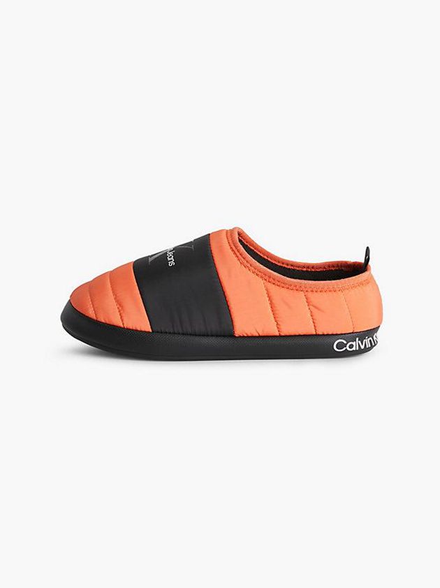 Orange Calvin Klein Recycled Quilted Men Slippers | SLRT-46109