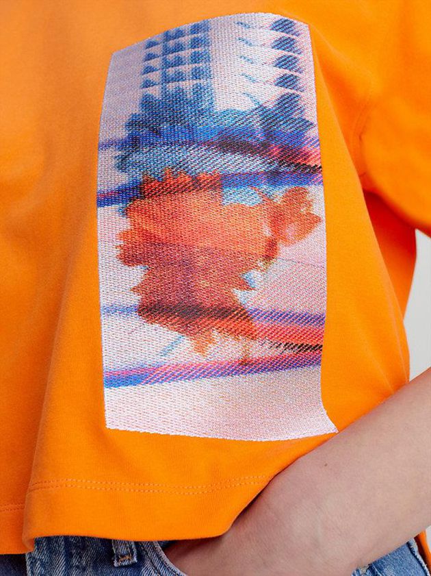Orange Calvin Klein Relaxed Embroidered Women T-Shirt | FPLS-35219