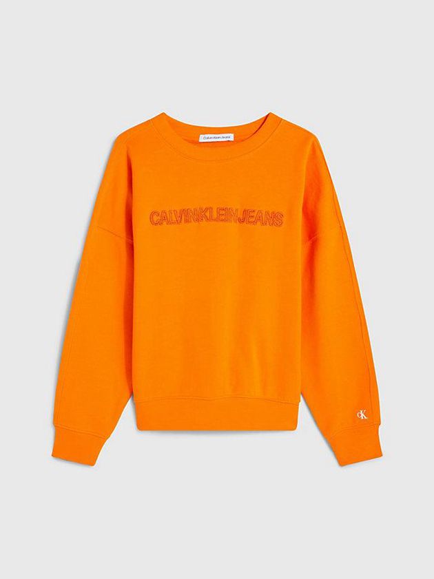 Orange Calvin Klein Relaxed Logo Boys's Sweatshirt | WVQT-43196