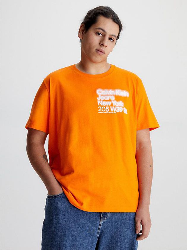 Orange Calvin Klein Relaxed Organic Cotton Men T-Shirt | RQCM-04856