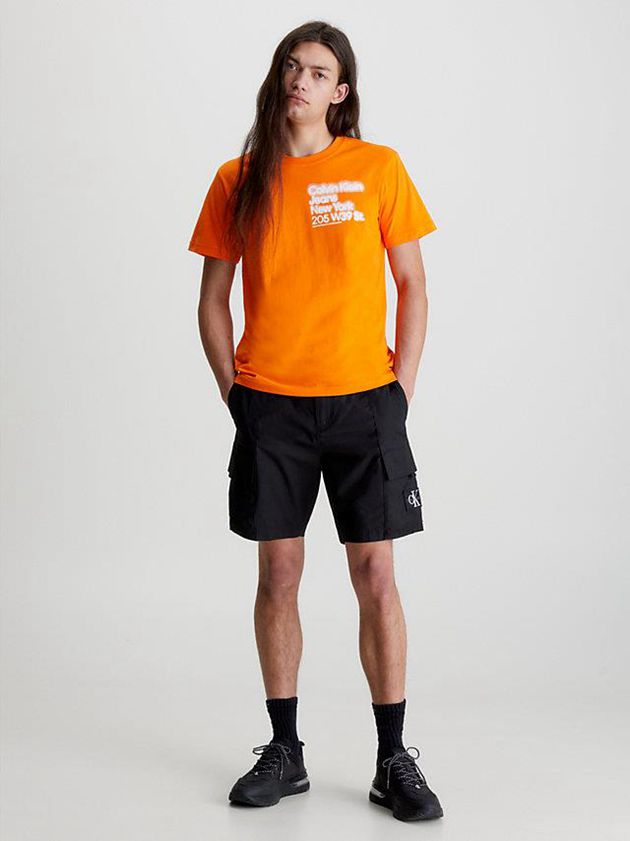 Orange Calvin Klein Relaxed Organic Cotton Men T-Shirt | RQCM-04856
