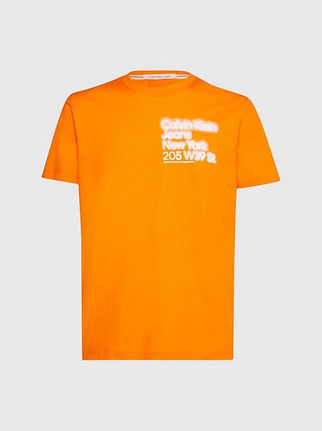 Orange Calvin Klein Relaxed Organic Cotton Men T-Shirt | RQCM-04856