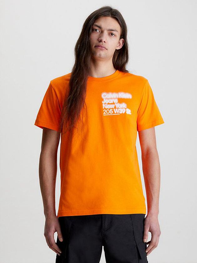 Orange Calvin Klein Relaxed Organic Cotton Men T-Shirt | RQCM-04856