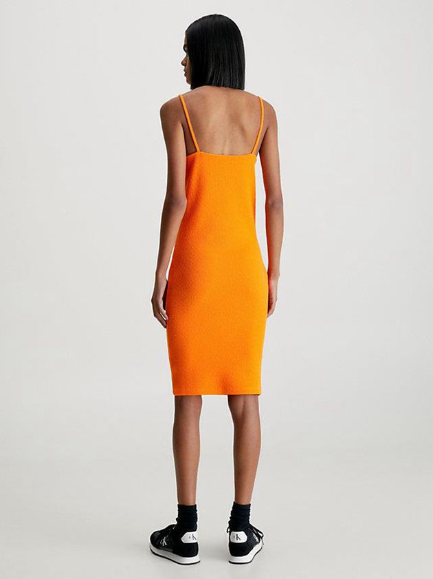 Orange Calvin Klein Seersucker Stretch Mini Women Dress | BPXO-04231