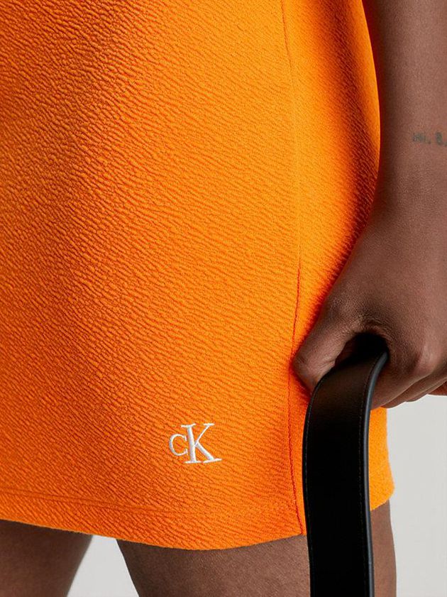 Orange Calvin Klein Seersucker Stretch Mini Women Skirt | XFIT-05789