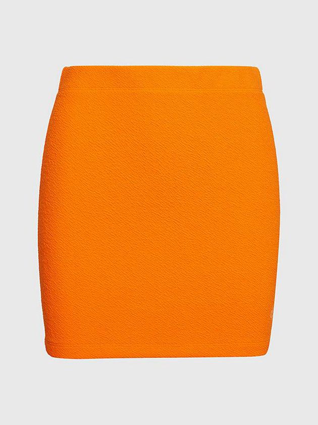 Orange Calvin Klein Seersucker Stretch Mini Women Skirt | XFIT-05789