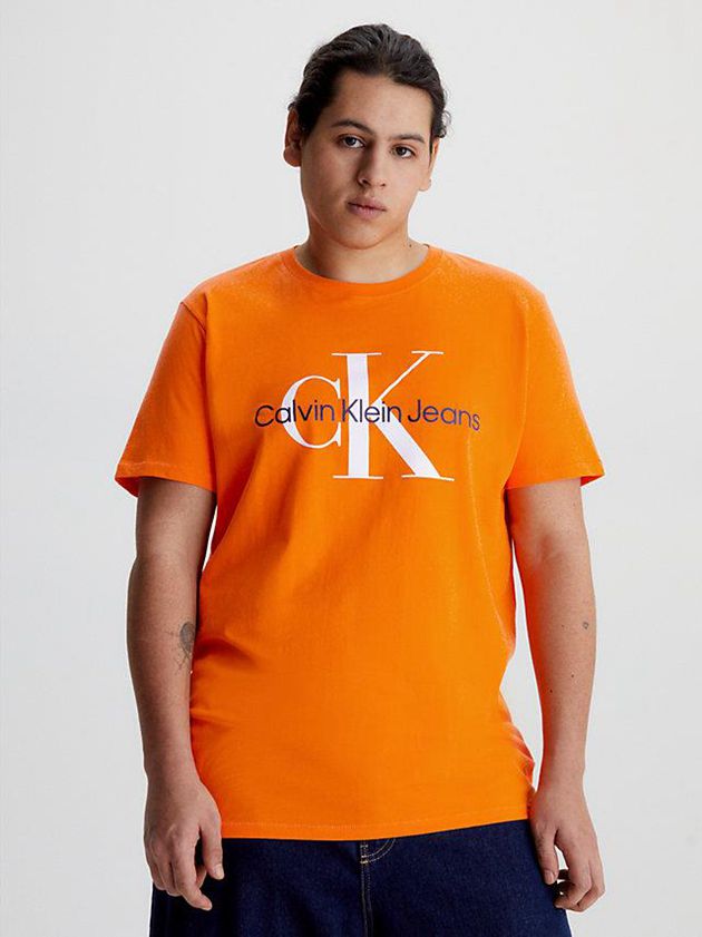 Orange Calvin Klein Slim Monogram Men T-Shirt | BGMZ-92608
