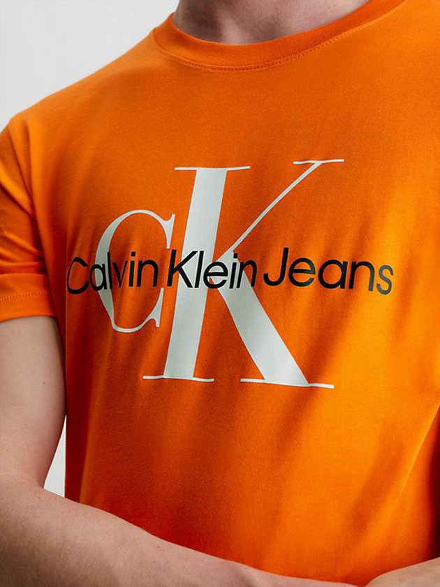 Orange Calvin Klein Slim Monogram Men T-Shirt | BGMZ-92608