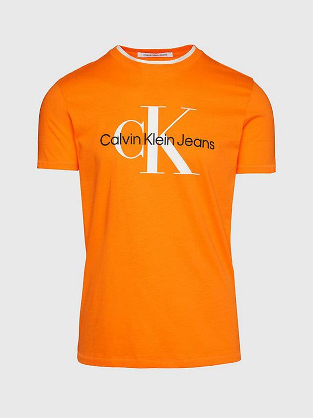 Orange Calvin Klein Slim Monogram Men T-Shirt | BGMZ-92608