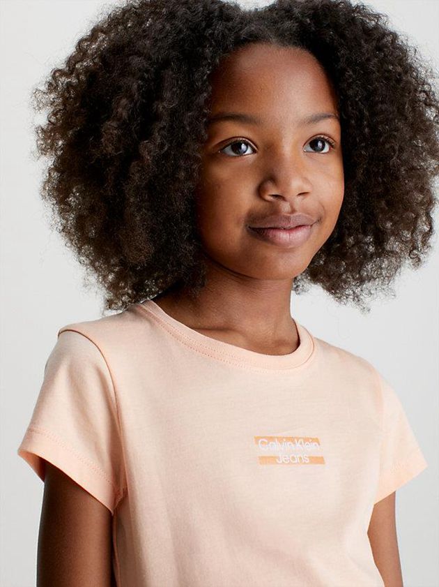 Orange Calvin Klein Slim Organic Cotton Girls's T-Shirt | XCDZ-18245