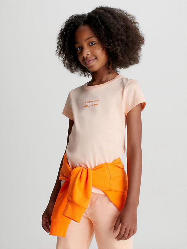 Orange Calvin Klein Slim Organic Cotton Girls\'s T-Shirt | XCDZ-18245