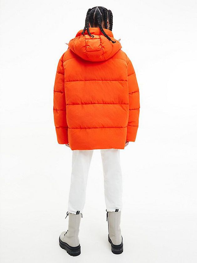 Orange Calvin Klein Unisex Recycled Nylon Puffer Men Jacket | PYJL-89437