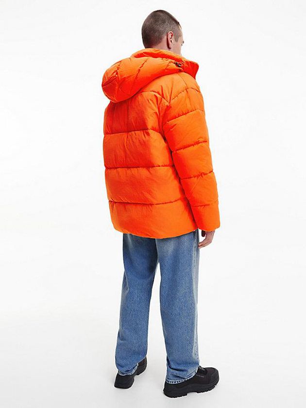 Orange Calvin Klein Unisex Recycled Nylon Puffer Men Jacket | PYJL-89437