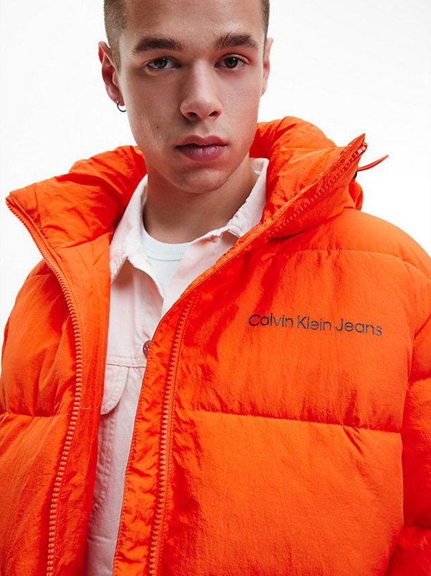 Orange Calvin Klein Unisex Recycled Nylon Puffer Men Jacket | PYJL-89437