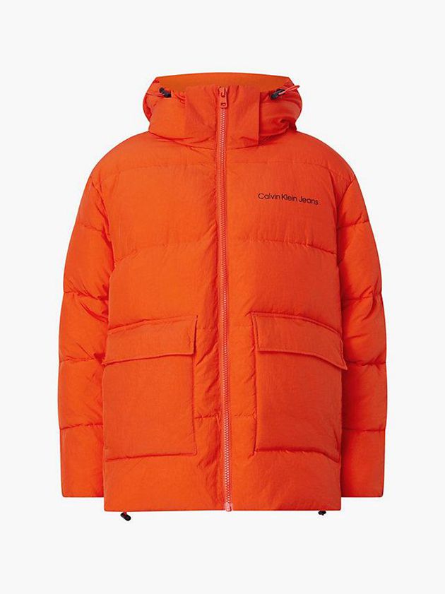 Orange Calvin Klein Unisex Recycled Nylon Puffer Men Jacket | PYJL-89437
