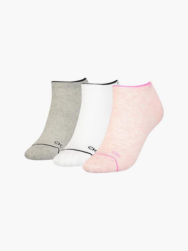 Pink Calvin Klein 3 Pack Ankle Women Socks | EVRC-07253