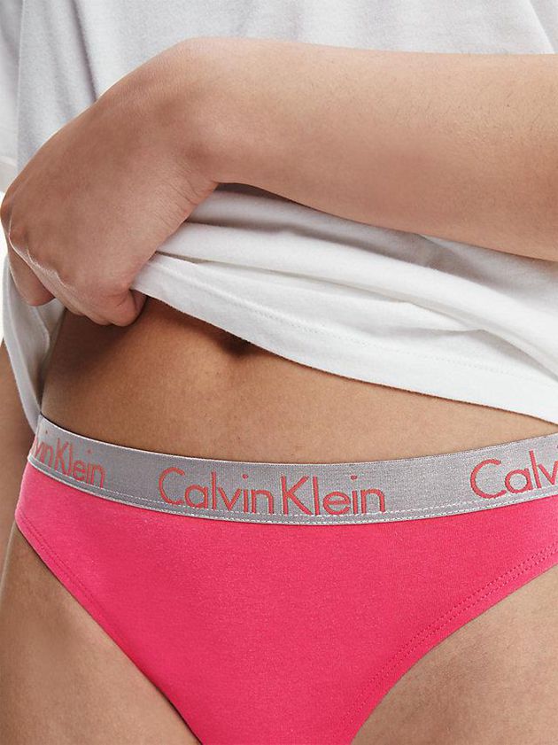 Pink Calvin Klein 3 Pack - Radiant Cotton Women Thong | NAZL-86043